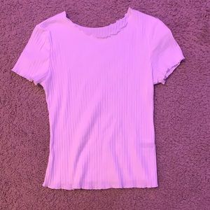 cropped ruffled white T-shirt